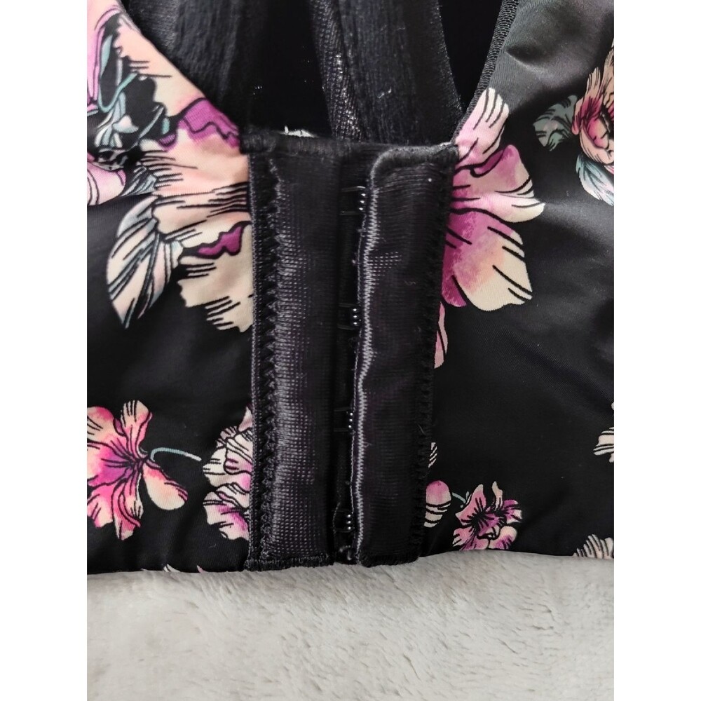 Torrid Curve Perfect Coverage Black & Pink Floral Push Up Smooth Bra Size 46 C - Picture 5 of 9